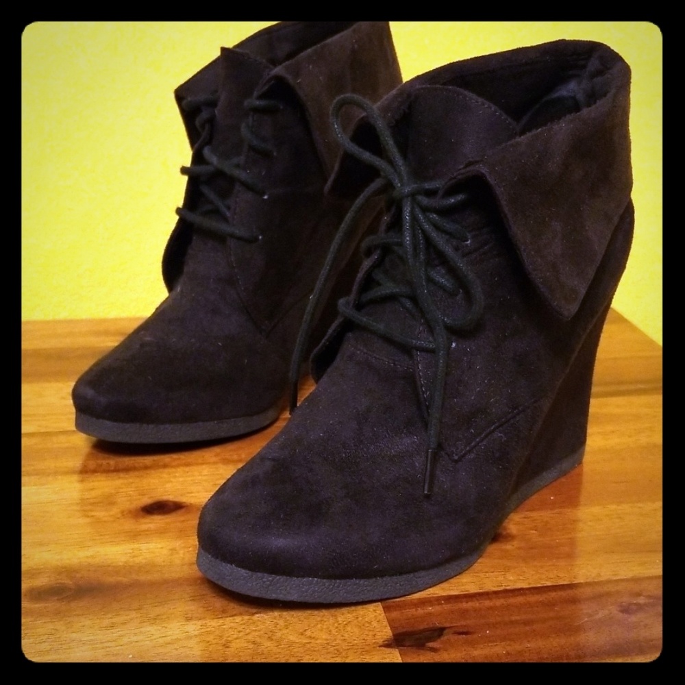 Black Wedge Bootie